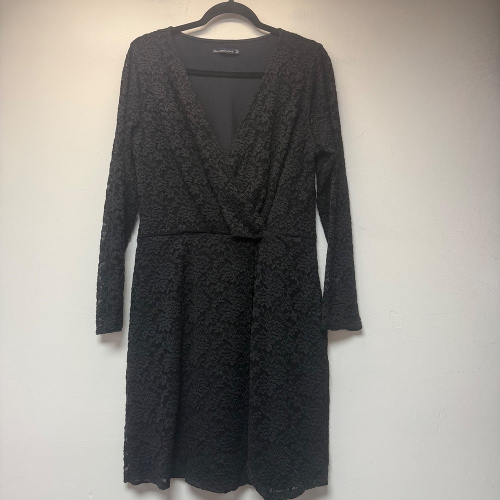 Abercrombie & Fitch Lace Dress Womens XL Black Excellent Long Sleeve whimsigoth